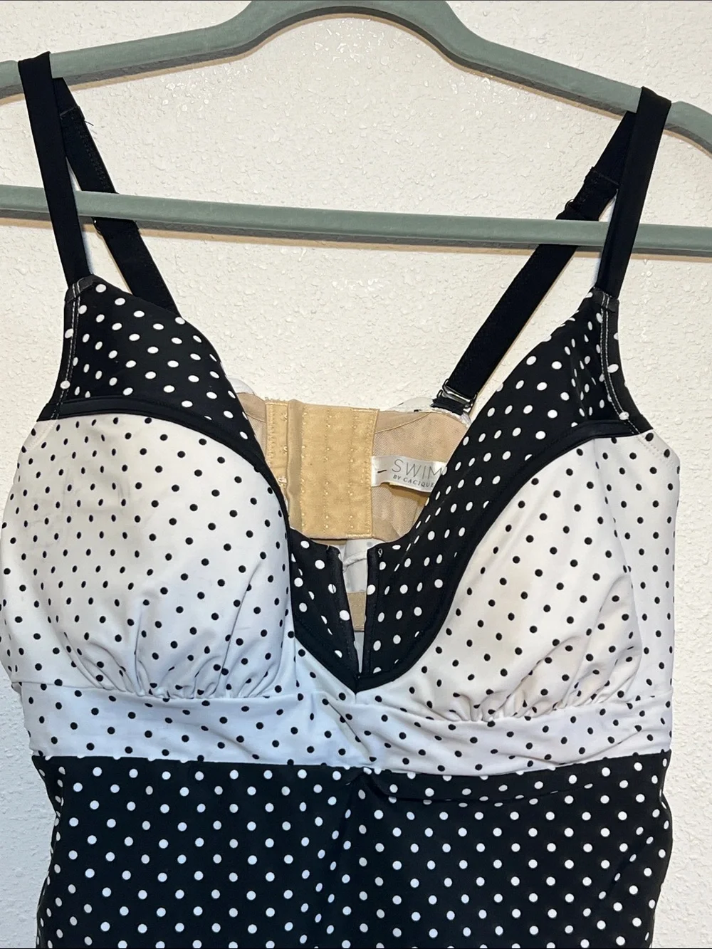Cacique Black and White Polka Dot Swim Top